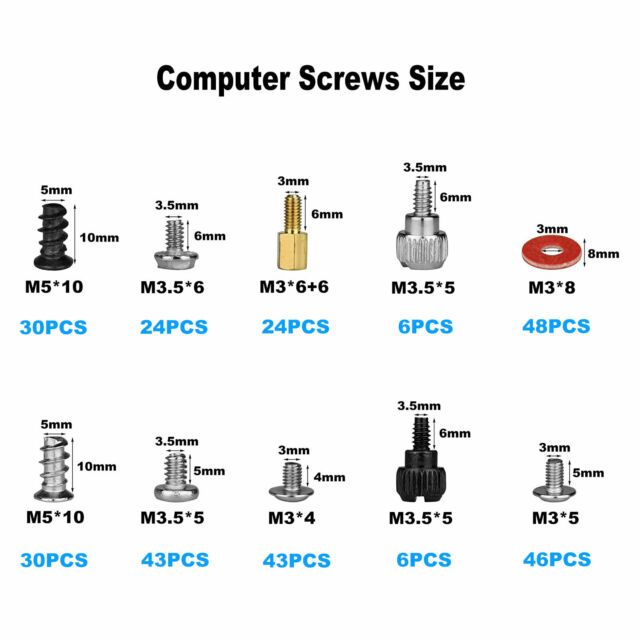 300Pcs Computer Screw Standoffs Kit Set for Hard Drive Computer Case Motherboard