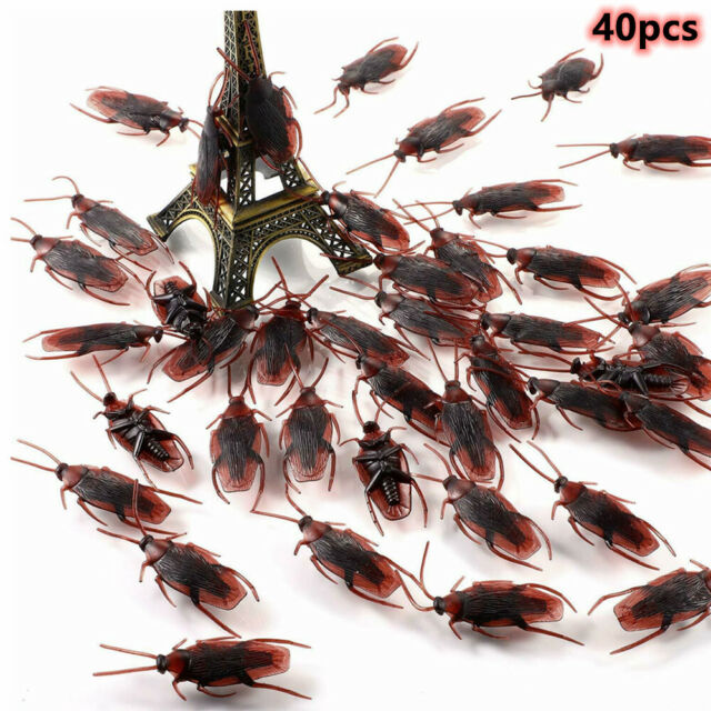 60PCS Prank Cockroaches Realistic Cock Roach Fake Creepy Bug Gag Toy Joke USA