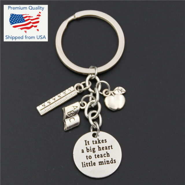 Teacher Love Thanks Student Keychain Key Chain Ring Big Heart Little Minds Gift