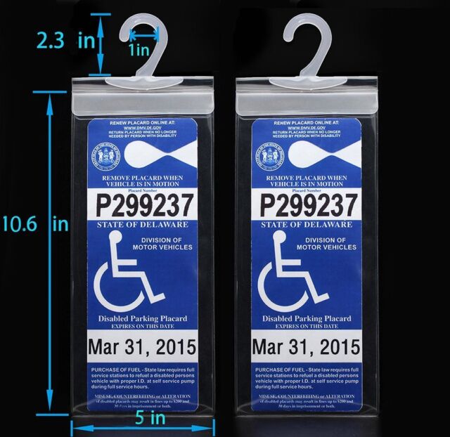 2x Handicap Parking Permit Placard Protector Cover Hanger Car Holder Hang Sleeve