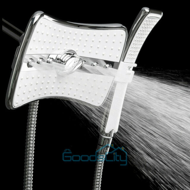 NEW 10'' Rainfall Head Combo High Pressure Dual Head Handheld Shower 4 Setting