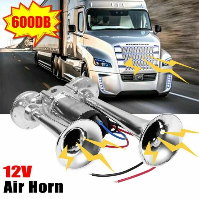 600DB 12V Super Loud Dual Trumpets Car Electric Horn For Car Truck Train Boat US