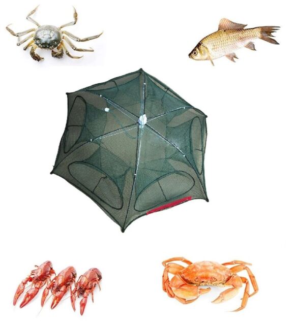 Fishing Bait Trap Crab Net Crawdad Shrimp Cast Dip Cage Fish Minnow Foldable