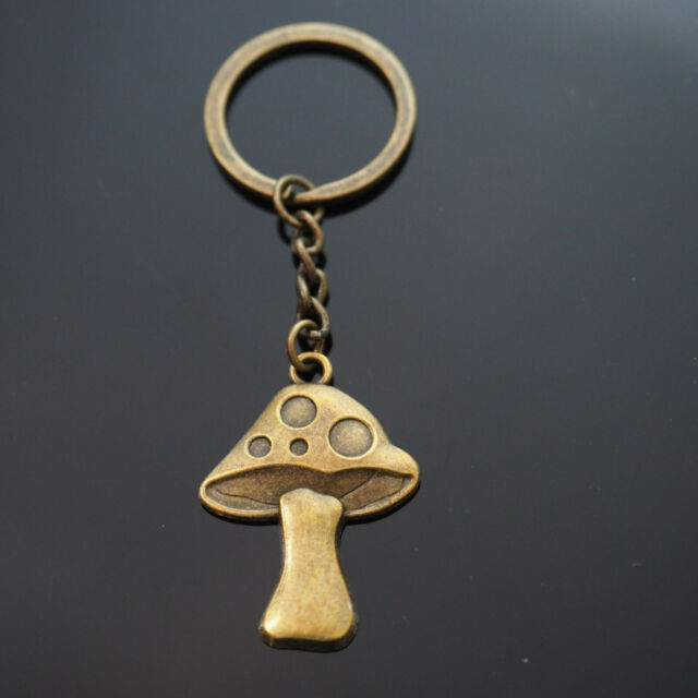 Mushroom Cute Cartoon Fantasy Charm Keychain Key Chain Love Gift - Brown Bronze