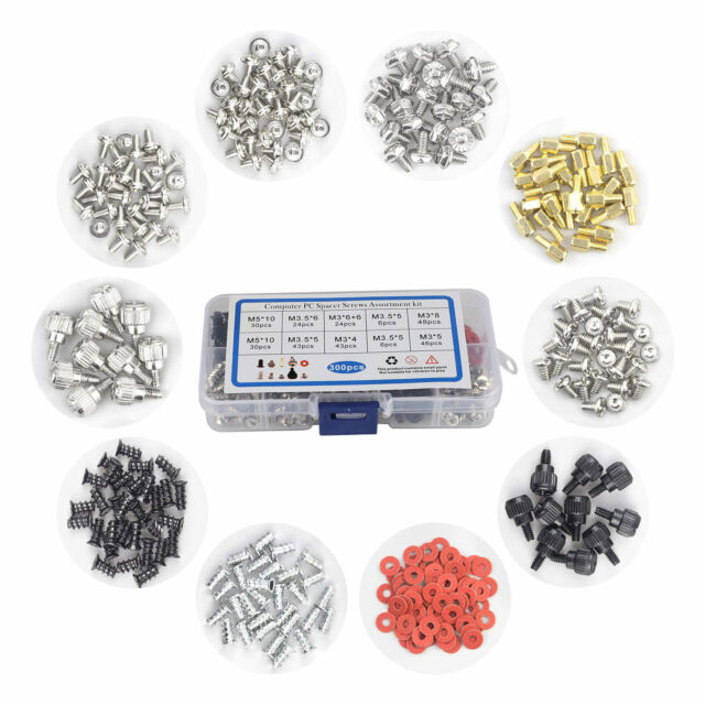 300Pcs Computer Screw Standoffs Kit Set for Hard Drive Computer Case Motherboard