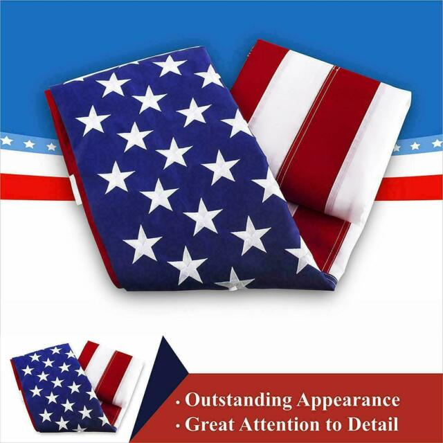 3'x5' ft american flag sewn stripes embroidered stars brass grommets usa us u.s.