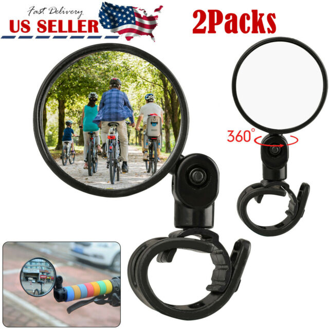 2Packs Mini Rotaty Round Handlebar Glass Rear View Mirror for Road Bike Bicycle