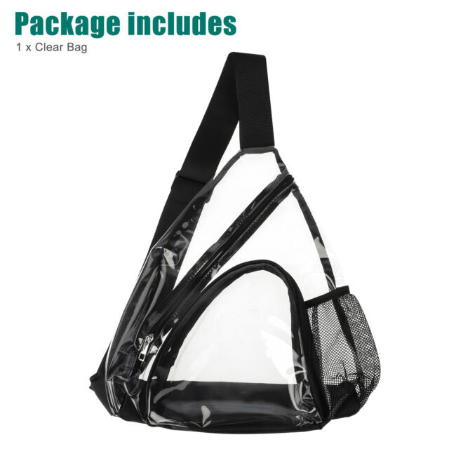 Clear PVC Sling Bag Transparent Stadium Shoulder Crossbody Backpack Adjustable