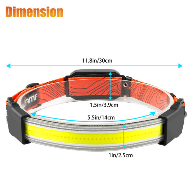 COB LED Headlamp Headlight Torch Flashlight Red Tail Light Head Band Lamp 3 Mode