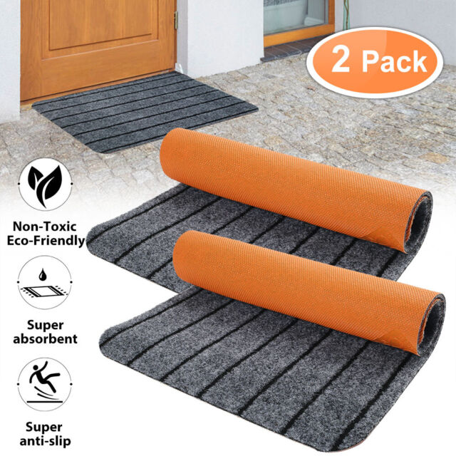 2-Pack Door Floor Mat Indoor Outdoor Rug Entryway Welcome Mats w/ Rubber Backing