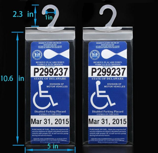 2x Handicap Parking Permit Placard Protector Cover Hanger Car Holder Hang Sleeve