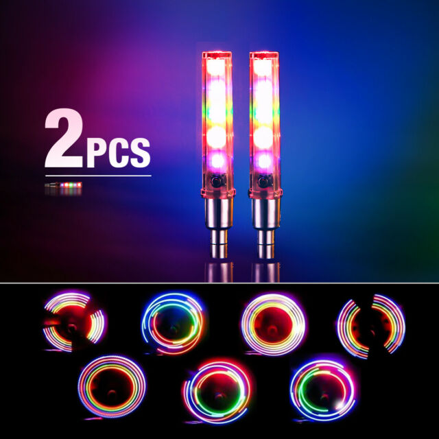 2 Packs Bicycle Waterproof 5 LED Bike Rim Lights for MTB Wheel Tire Valve Spoke