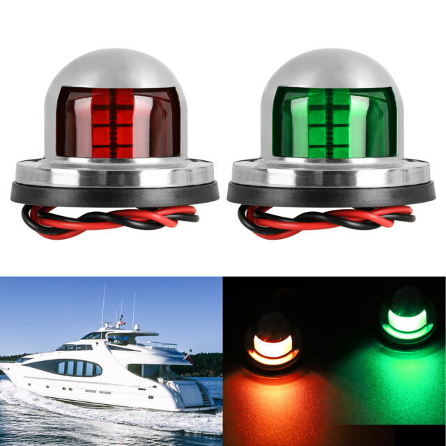 2pcs Marine Boat Yacht Pontoon 12V Stainless Steel 8 LED Bow Navigation Lights