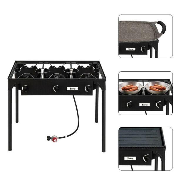 Portable Propane 225,000-BTU 3 Burner Gas Cooker Outdoor Camping Stove Grill