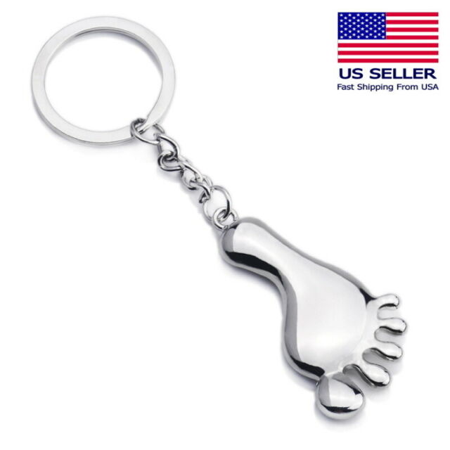 Bigfoot Sasquatch Yeti Big Foot Toes Keychain Key Chain Silver Metal Charm Gift