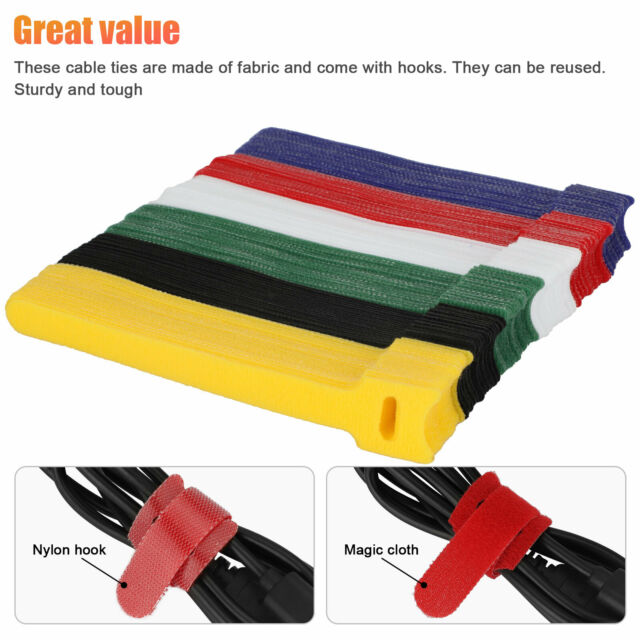 120pcs Reusable Cable Cord Ties Nylon Straps Organizer Wraps 6 Colors 6''x0.47''