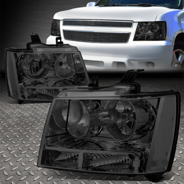 For 07-14 Chevy Tahoe Suburban smoked housing clear corner headlight head lamps