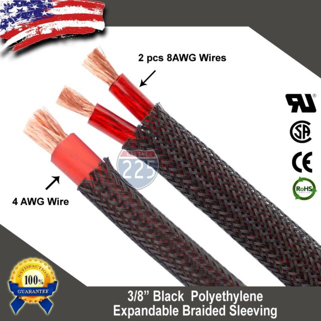 50 FT 3/8" Black Expandable Wire Cable Sleeving Sheathing Braided Loom Tubing US