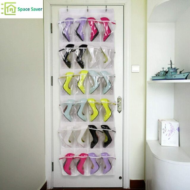 24 Pockets The Door Shoe Organizer Rack Hanging Storage Hanger Closet with Hooks