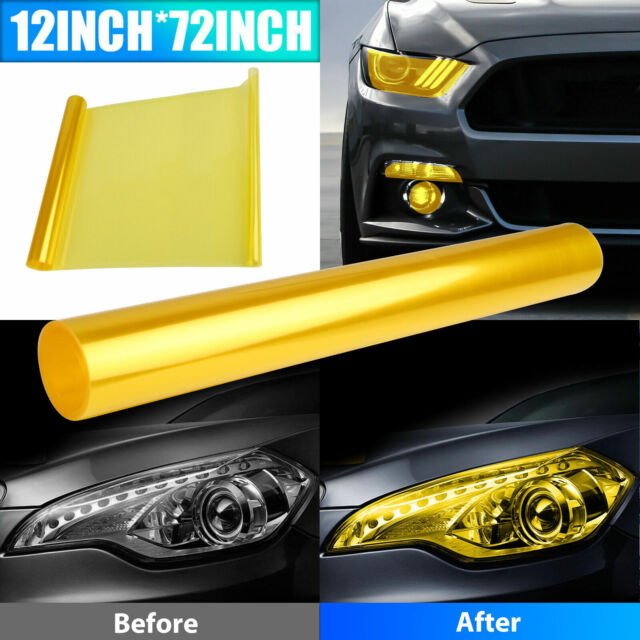 12"x72" Gloss Golden Yellow Smoke Headlight Taillight Fog Light Tint Film Vinyl