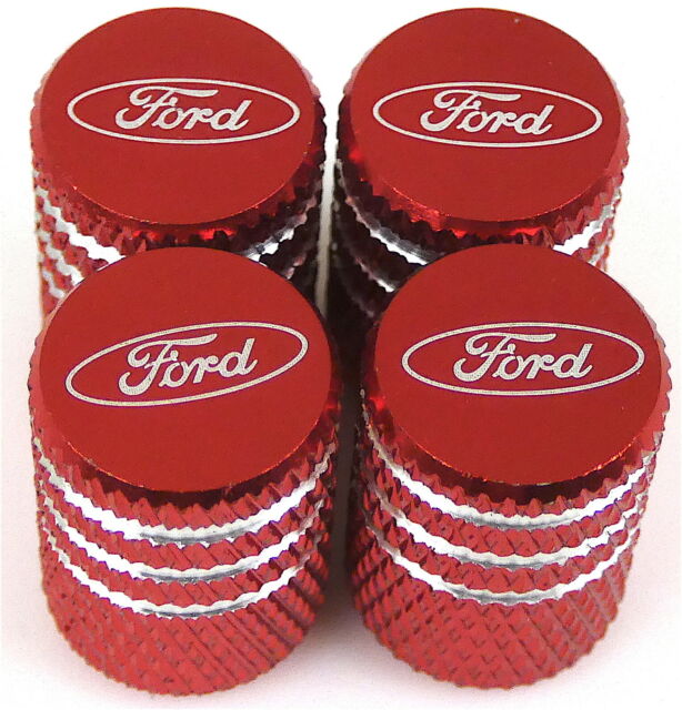 4x Ford Tire Valve Stem Caps For Car, Truck Universal Fitting (Red)