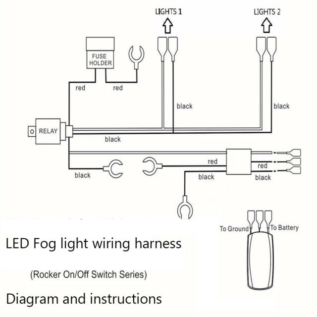 Universal Wiring Kit LED Fog Light Driving Lamp Wiring Harness Fuse Switch Relay