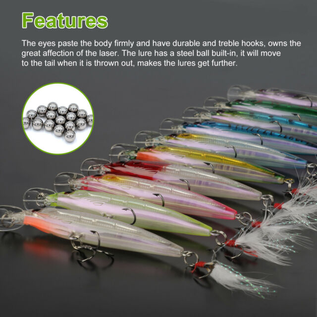 10pcs Lot Kinds of Fishing Lures Crankbaits Hooks Salmon Baits Tackle Crank Kit