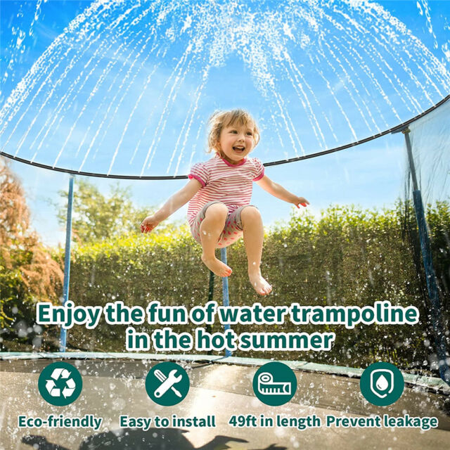 Trampoline Sprinkler Water Spray Kids Outdoor Summer Fun Backyard Waterpark Game