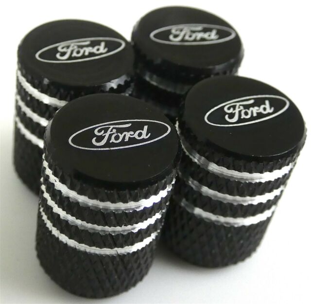 4x Ford Tire Valve Stem Caps For Car, Truck Universal Fitting (Black)