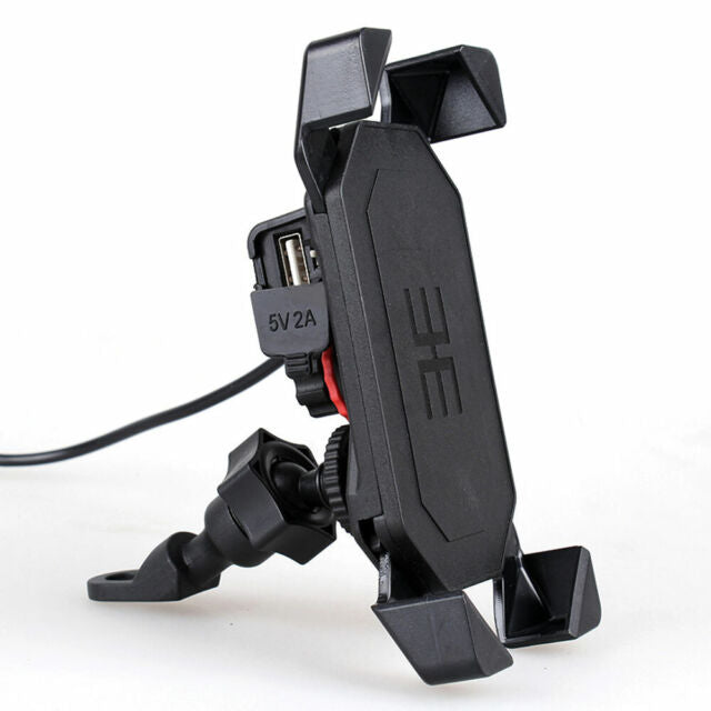 Motorcycle Bike ATV Cell Phone GPS Handlebar Mirror Mount Holder USB Charger