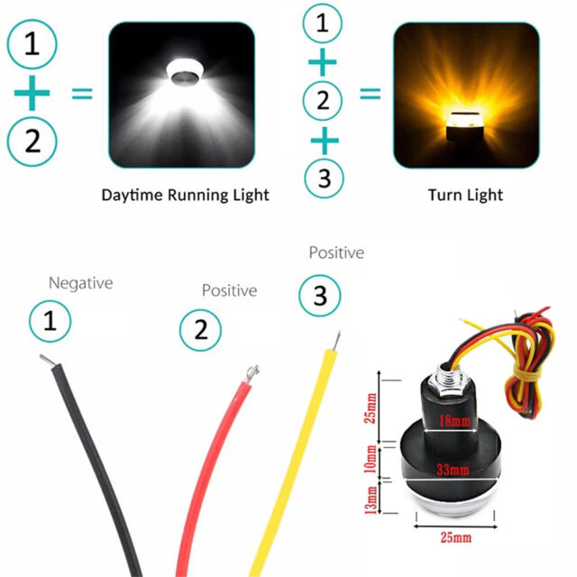 2PCS&Motorcycle Turn Signal LED Light Indicator Blinker Handle Bar End Handlebar