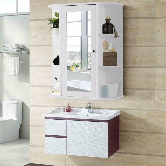 FCH Bathroom Wall Mirror Cabinet Medicine Cabinet Multipurpose Storage Organizer