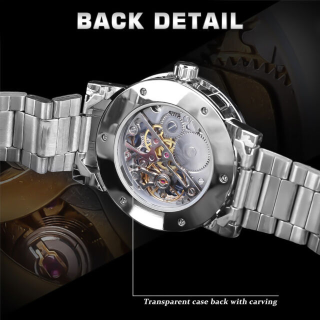 WINNER Men Luxury Stainless Steel Automatic Mechanical Wrist Watch Business Gift