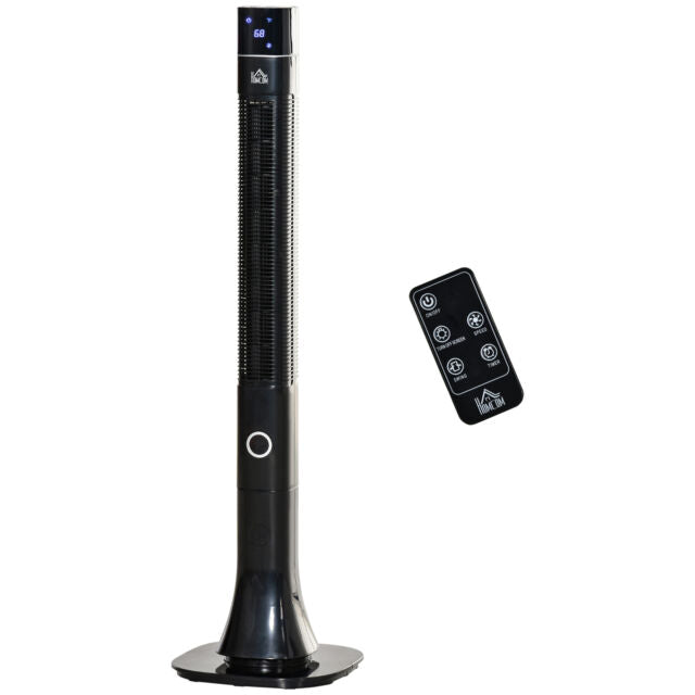 47" Oscillating Slim Tower Cooling Fan w/ 3 Speeds, LED & Remote Control, Black