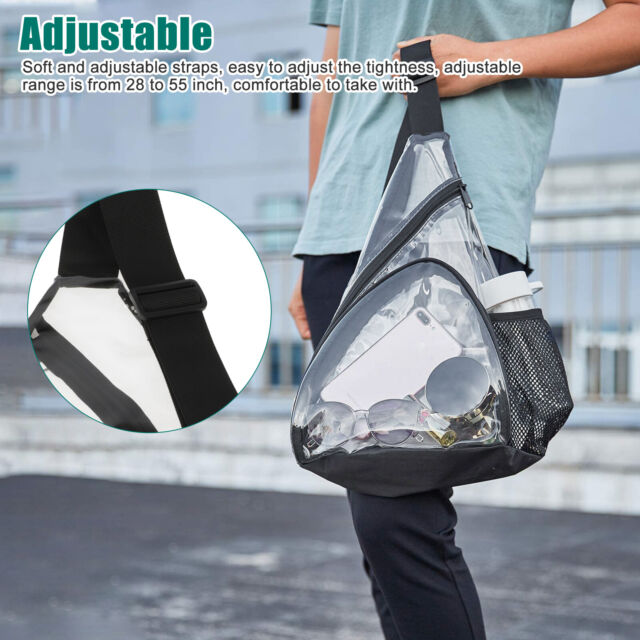 Clear PVC Sling Bag Transparent Stadium Shoulder Crossbody Backpack Adjustable