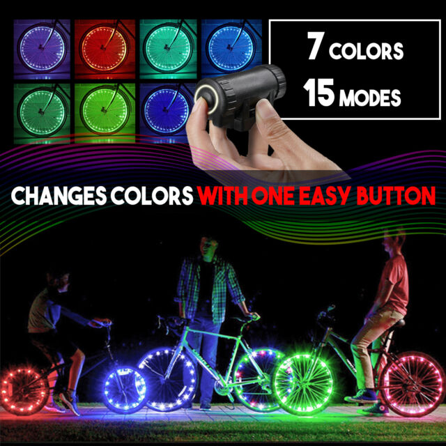 NEW 7 COLORS in 1 LED Bicycle Bike Wheel Lights String Fits any Spoke Rim Tires