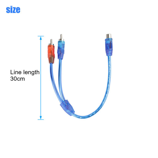 2 Pcs 12" RCA Y Splitter Cable Audio Jack Adapter 1 Female to 2 Male Connector