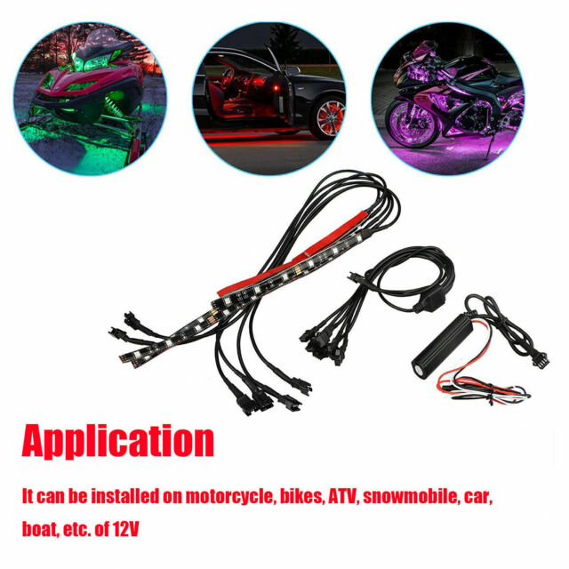 6X Motorcycle led lights Wireless Remote 18 color Neon Glow Light Strips Kit US