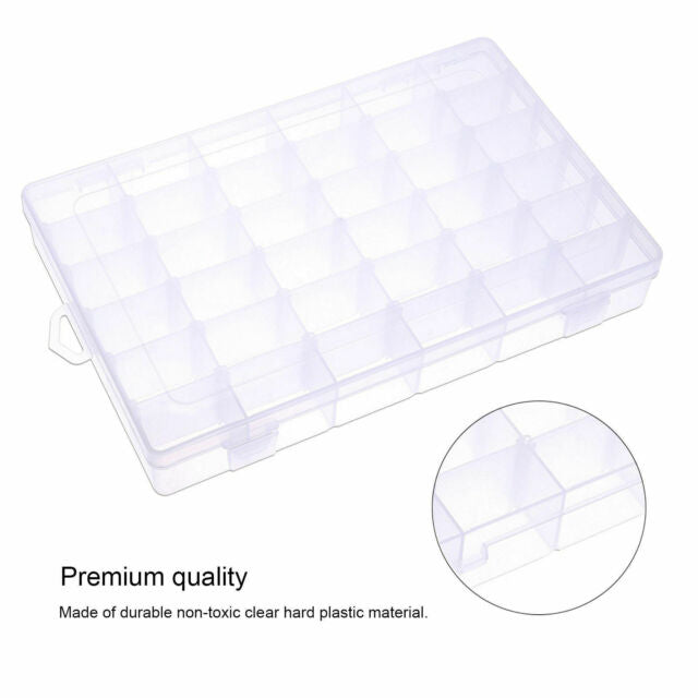 36 Compartments Clear Plastic Storage Box Jewelry Bead Screw Organizer Container