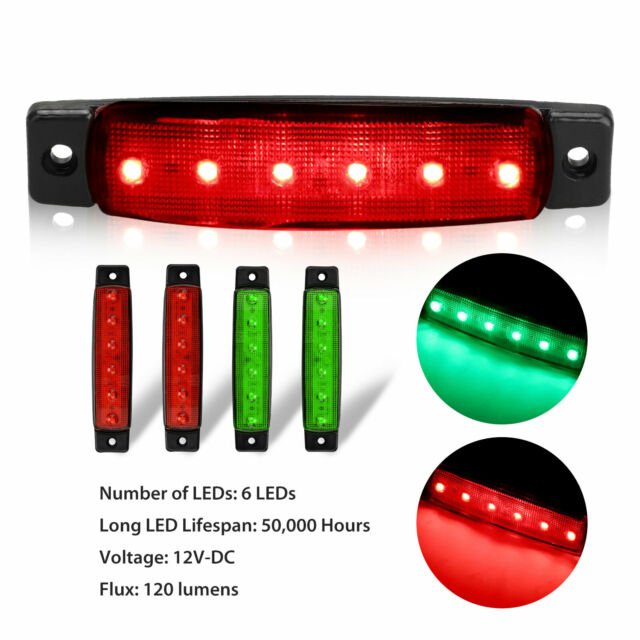 4pcs Red Green Boat Navigation LED Lights Stern Lights Boats Starboard Light 12V