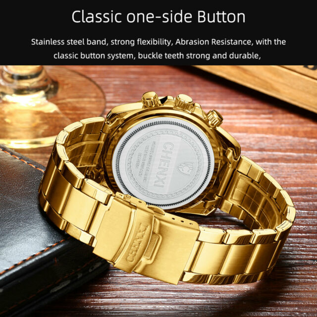 Men's Watches Relojes De Hombre Gold Stainless Steel Quartz Classic Luxury Dial