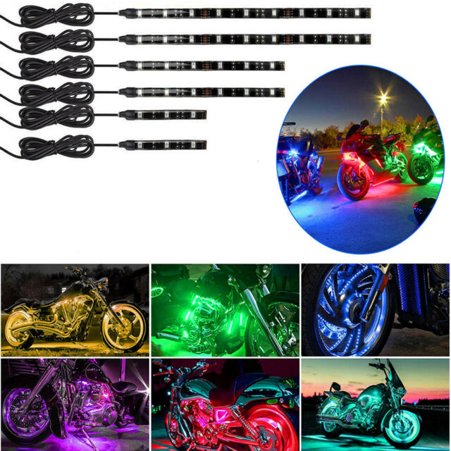 6X Motorcycle led lights Wireless Remote 18 color Neon Glow Light Strips Kit US