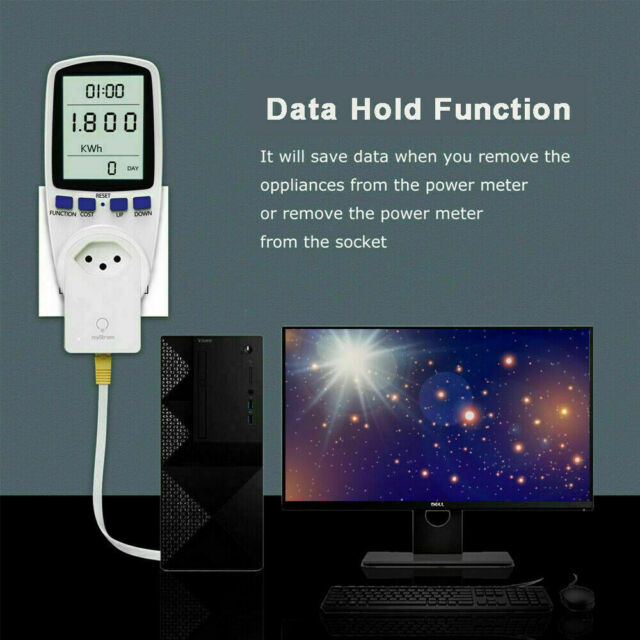 LCD Power Meter Consumption Energy Analyzer  Watt Amps Volt Electricity Monitor