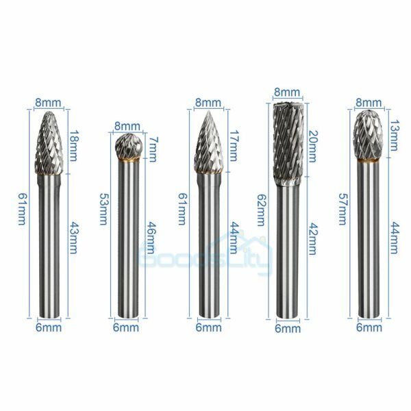 1/4'' Double Cut Tungsten Steel Carbide Rotary Burr Die Grinder Shank Bit Set US