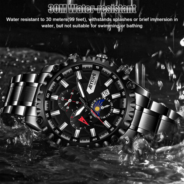 Waterproof Men Stainless Steel Quartz Watch Classic Business Luminous Wristwatch