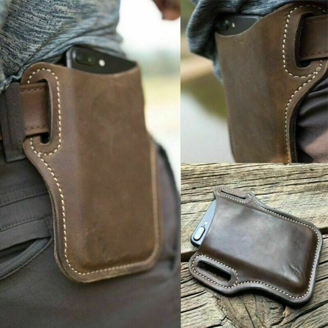 Men Cell Phone Belt Pack Bag Loop Waist Holster Pouch Case Leather Wallet Cover