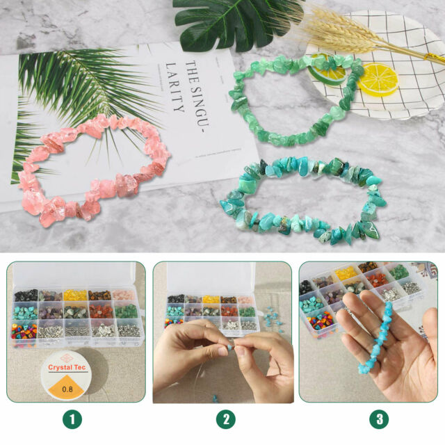 933X DIY Irregular Chips Stone Bead Bracelet Necklace Natural Jewelry Making Kit