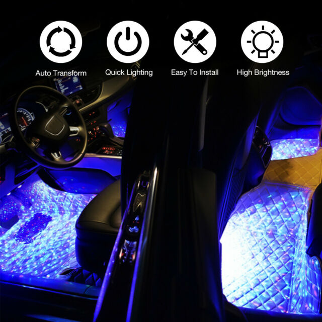 LED Car Interior Atmosphere Neon Lights Strip Music Control Floor Decor Light US