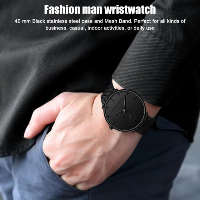 Men Quartz Watch Relojes De Hombre Minimalist Ultra Thin Stainless Steel Watches