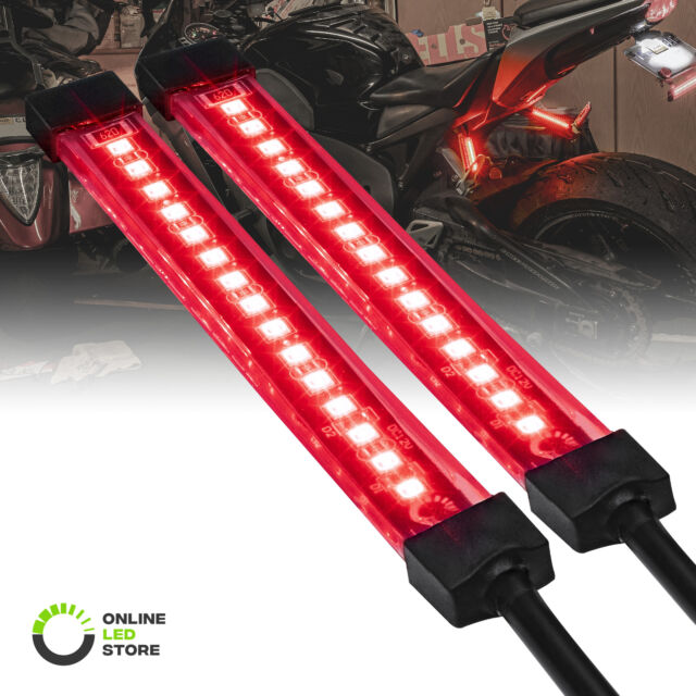 2pc 5" Red LED Motorcycle Turn Signal & Brake Tail Light Strip Kit for Bikes